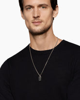 Chevron Tag in Sterling Silver with Black Diamonds, 21mm